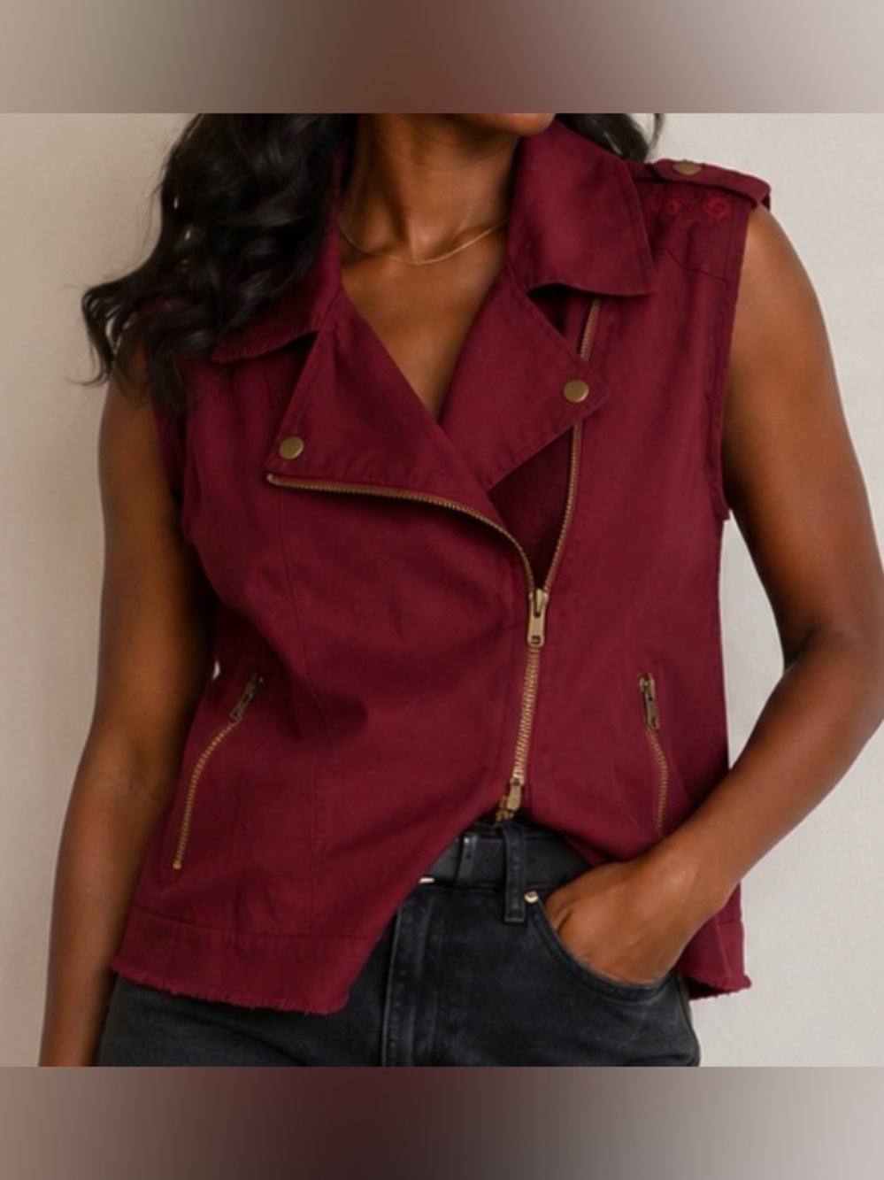MIAMI Maroon Utility Moto Cotton Vest Size S